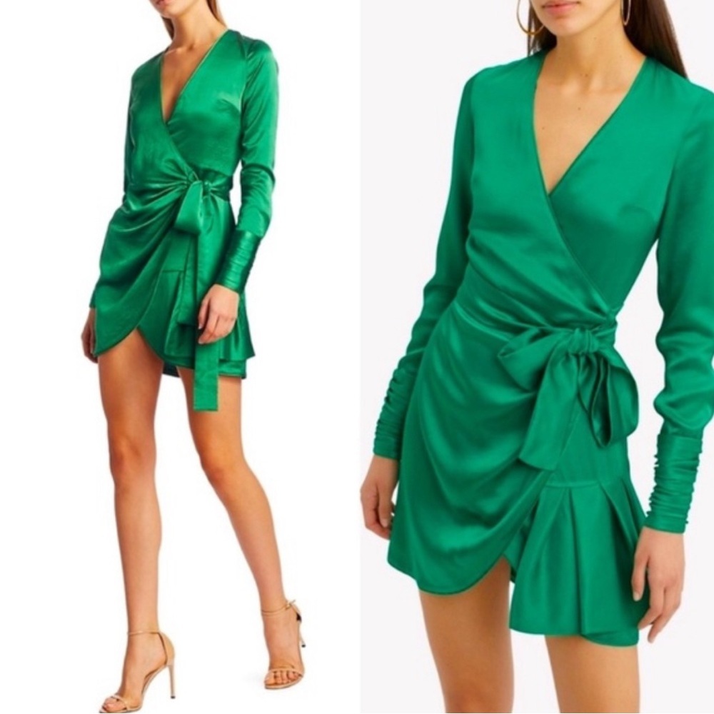 ALEXIS Komosa Wrap Mini Dress Emerald green holiday st Patrick’s day